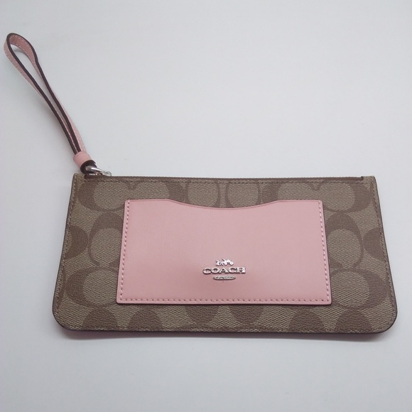 Coach New Tan & Pink Wristlet - Picture 1 of 4